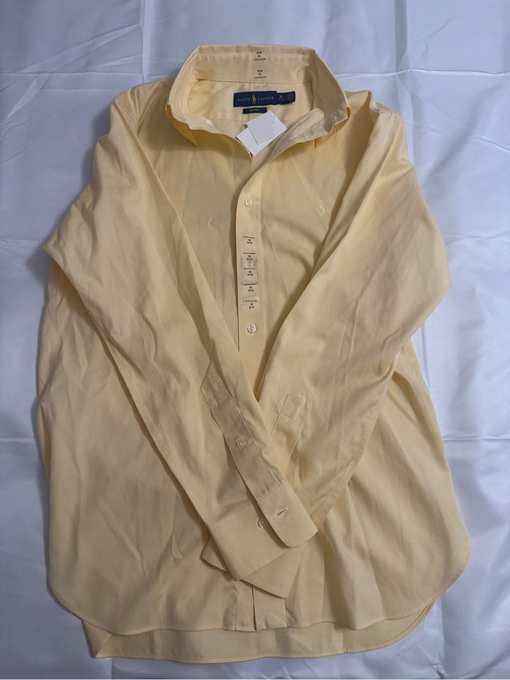 Ralph Lauren Men's Pale Yellow Button-Down Dress Shirt